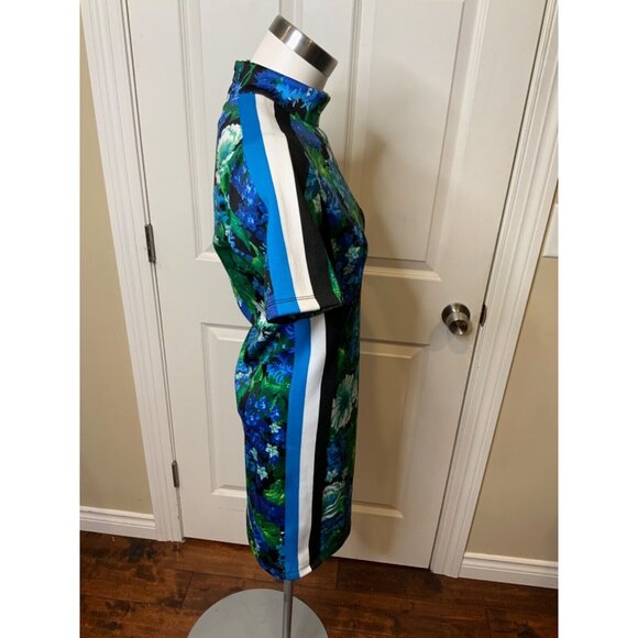 PAM & GELA Blue Green Floral Pattern Striped Panels Dress, Size S, NWT! - Picture 2 of 5